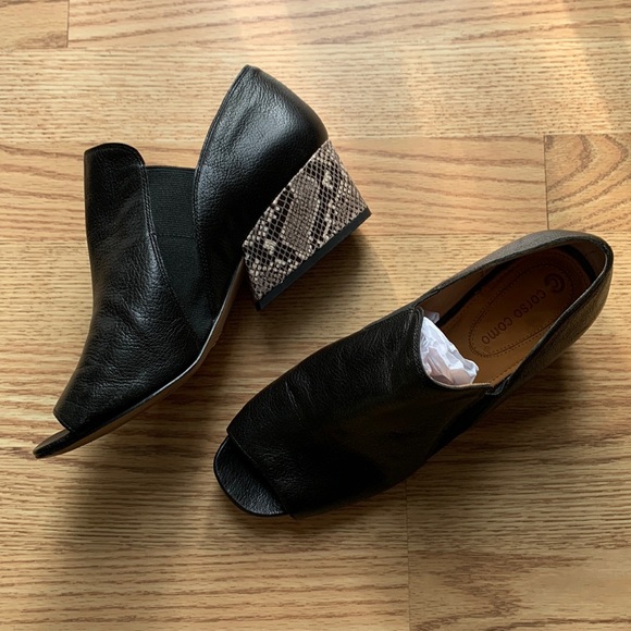 Great Shoes Corso Como All Leather Black and Animal print heel booties - Picture 6 of 12